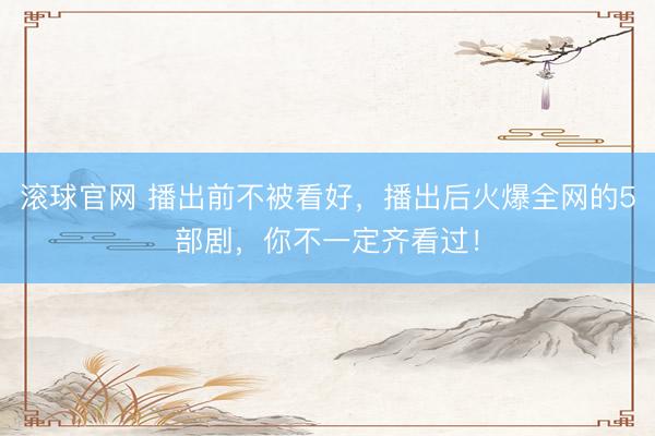 滚球官网 播出前不被看好，播出后火爆全网的5部剧，你不一定齐看过！