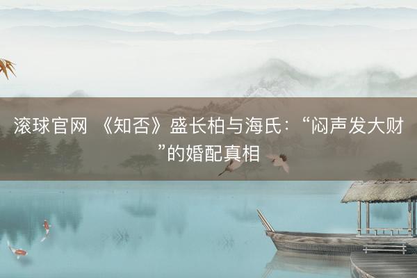 滚球官网 《知否》盛长柏与海氏：“闷声发大财”的婚配真相
