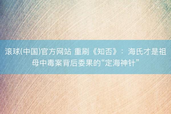 滚球(中国)官方网站 重刷《知否》：海氏才是祖母中毒案背后委果的“定海神针”